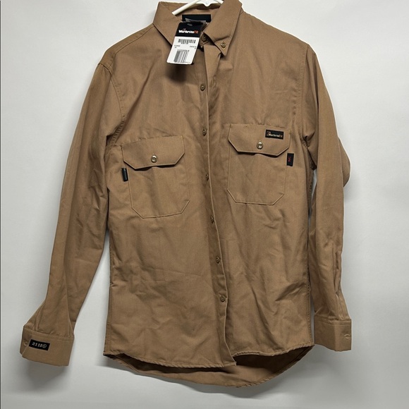 Men's size 38R small work right FR flame resistant tan button shirt new with tax - Picture 1 of 11